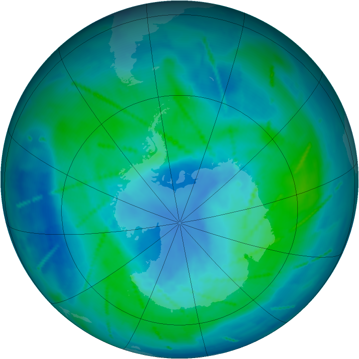Antarctic ozone map for 26 February 2011